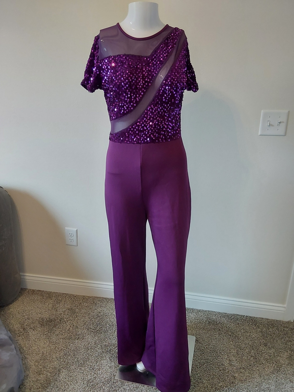 Sequin Mesh Purple Jumpsuit